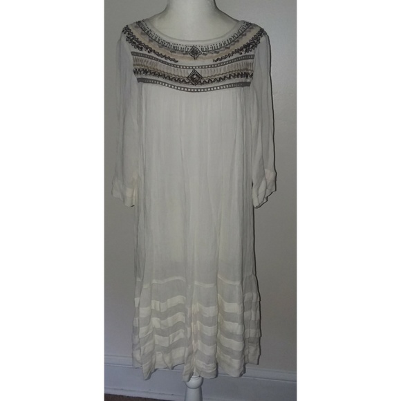 FREE PEOPLE Ribbons & Rows White Beaded Dress S - Picture 5 of 8